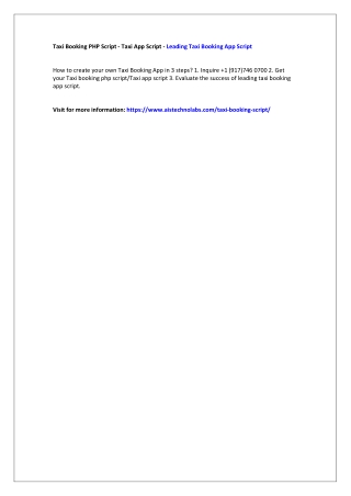 Taxi Booking PHP Script - Taxi App Script - Leading Taxi Booking App Script