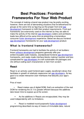 Best Practices Frontend Frameworks For Your Web Product