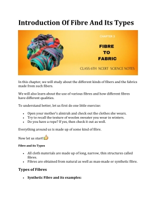 Introduction Of Fibre And Its Types