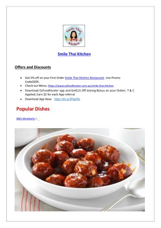 5% Off - Smile Thai Kitchen Restaurant Clontarf, QLD.