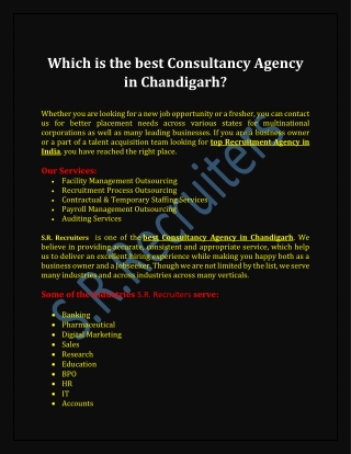 Which is the best Consultancy Agency in Chandigarh