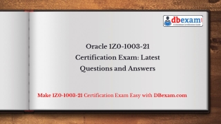 Oracle 1Z0-1003-21 Certification Exam: Latest Questions and Answers