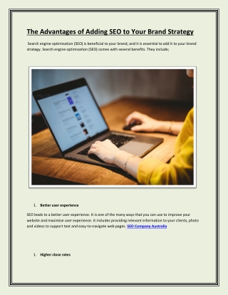 The Advantages of Adding SEO to Your Brand Strategy
