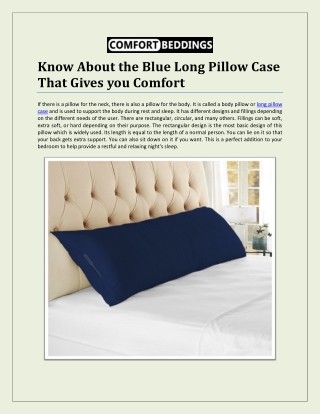 Blue Long Pillow Case