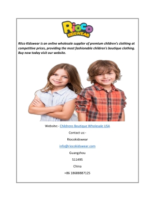 Childrens Boutique Wholesale USA riocokidswear.com