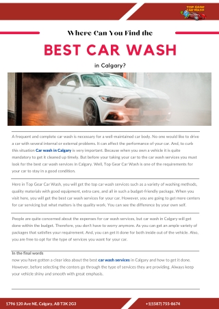 Where Can You Find the Best Car Wash in Calgary?