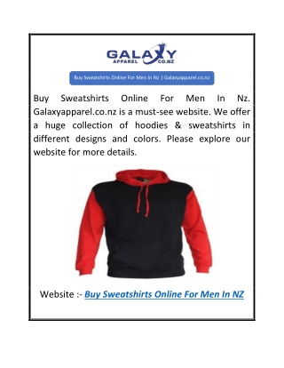 Buy Sweatshirts Online For Men In Nz  Galaxyapparel.co.nz