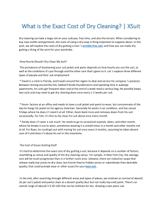 What is the Exact Cost of Dry Cleaning? | XSuit