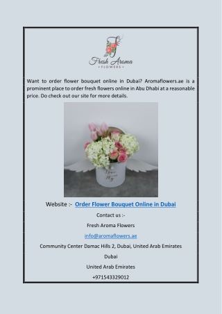 Order Flower Bouquet Online in Dubai | Aromaflowers.ae
