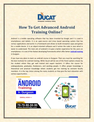 Live Projects Based Advanced Android Training in Gurgaon