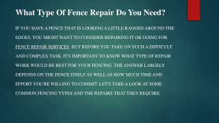What Type Of Fence Repair Do You Need