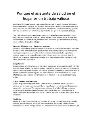Por qué Home Health Aide es un trabajo significativo