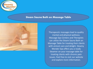 Steam Sauna Bath on Massage Table