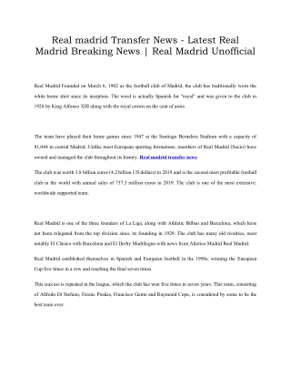 Real madrid Transfer News