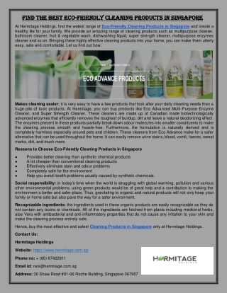 Find the Best Eco-Friendly Cleaning Products in Singapore