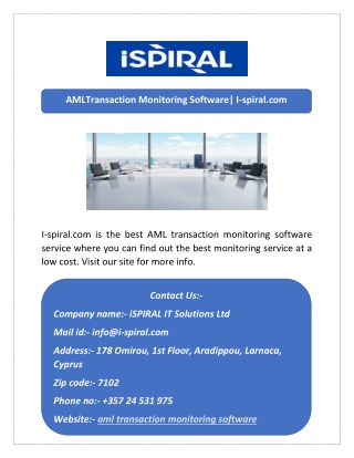 AMLTransaction Monitoring Software| I-spiral.com