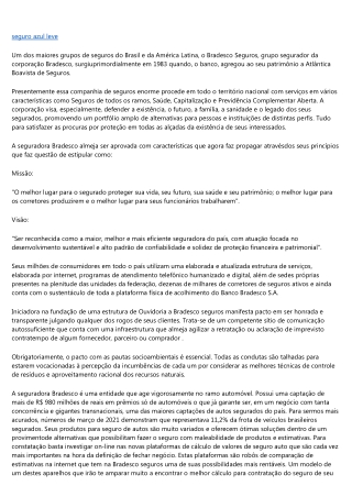 BRADESCO SEGUROS UM NOVO CONCEITO EM SEGURO AUTOMOTIVO.