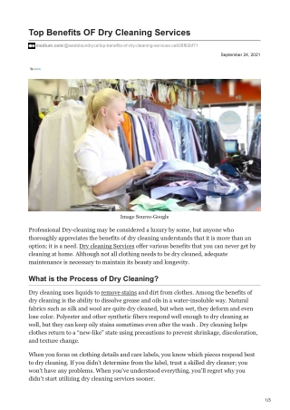 Top Benefits OF Dry Cleaning Services
