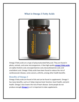 What is Omega 3 Fatty Acids