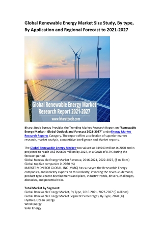 Global Renewable Energy Market Size Study