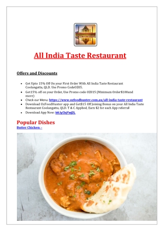 All India Taste Restaurant Coolangatta, QLD - 15% Off