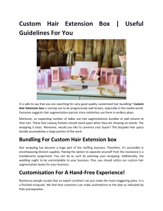 Custom Hair Extension Box | Useful Guidelines For You