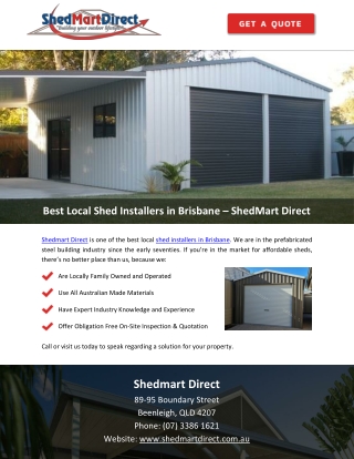 Best Local Shed Installers in Brisbane – Shed Mart Direct