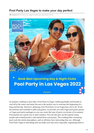 Pool Party Las Vegas to make your day perfect