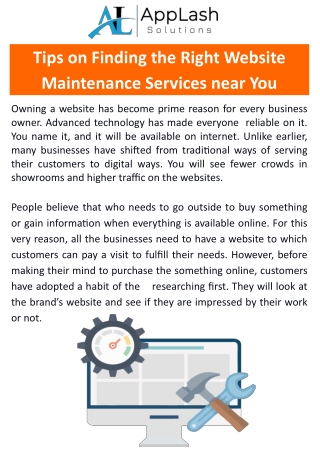 Tips on Finding the Right Website Maintenance Services near You