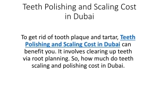 Teeth Polishing and Scaling Cost in Dubai
