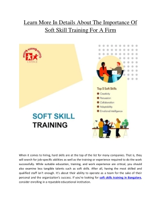 Learn More In Details About The Importance Of Soft Skill Training For A Firm