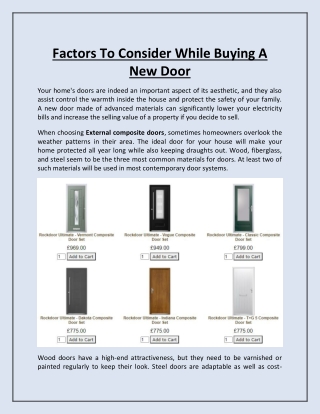 Factors To Consider While Buying A New Door