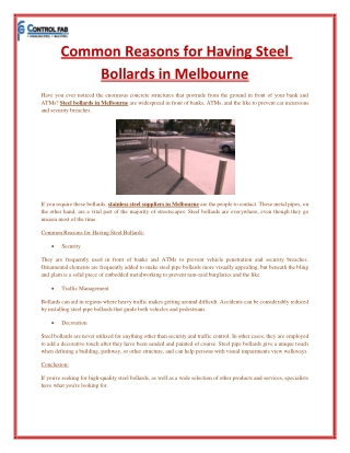 Common Reasons for Having Steel Bollards in Melbourne