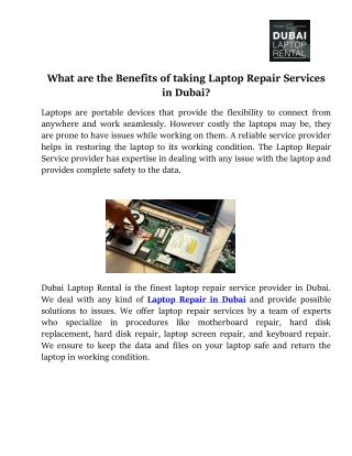 What are the Benefits of taking Laptop Repair Services in Dubai?