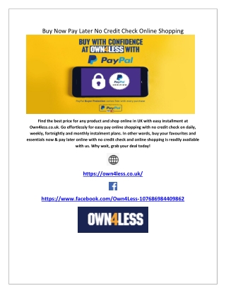 Buy Now Pay Later No Credit Check Online Shopping