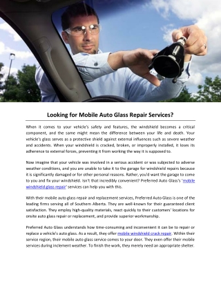Looking for Mobile Auto Glass Repair Services?