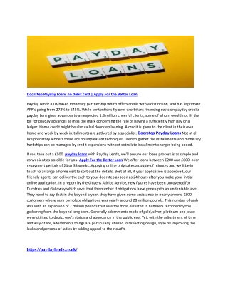 Doorstep Payday Loans no debit card.