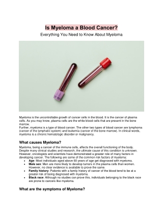Is Myeloma a Blood Cancer