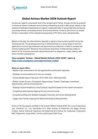 2021 Amines Market Global Analysis Report
