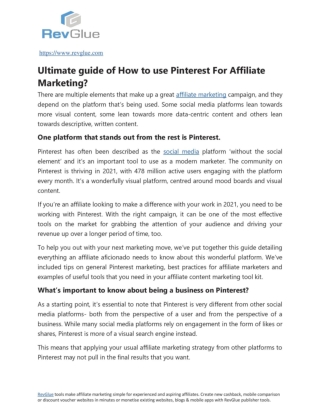 Ultimate guide of How to use Pinterest For Affiliate Marketing