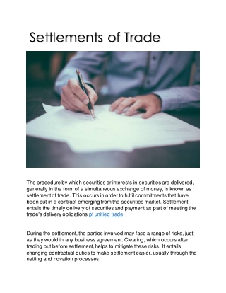 Settlements of Trade