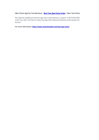 Uber Clone App for Taxi Business - Best Taxi App Clone Script - Uber Taxi Clone
