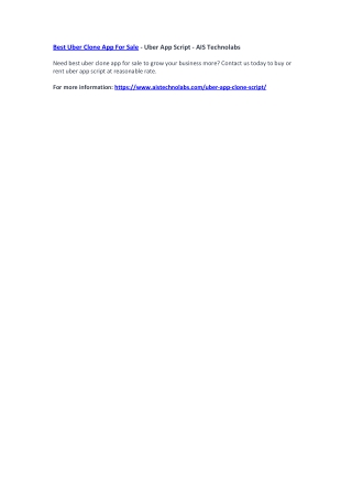 Best Uber Clone App For Sale - Uber App Script - AIS Technolabs