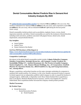 Dental Consumables Market To Rear Excessive Growth During 2020 And Forecast 2025