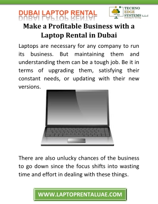 Make a Profitable Business with a Laptop Rental in Dubai