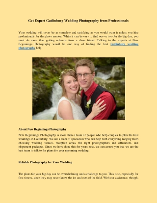 Get Expert Gatlinburg Wedding Photography from Professionals