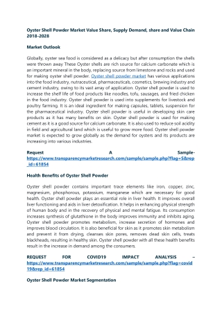 Oyster Shell Powder Market Value Share, Supply Demand, share and Value Chain