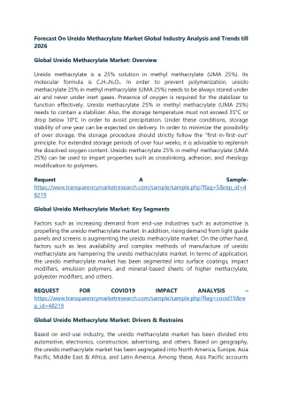 Forecast On Ureido Methacrylate Market Global Industry Analysis and Trends till