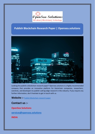 Publish Blockchain Research Paper | Opensea.solutions