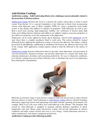 Anti-friction Coatings